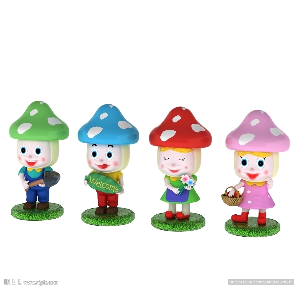 蘑菇卡通小男孩小女孩卡通造型