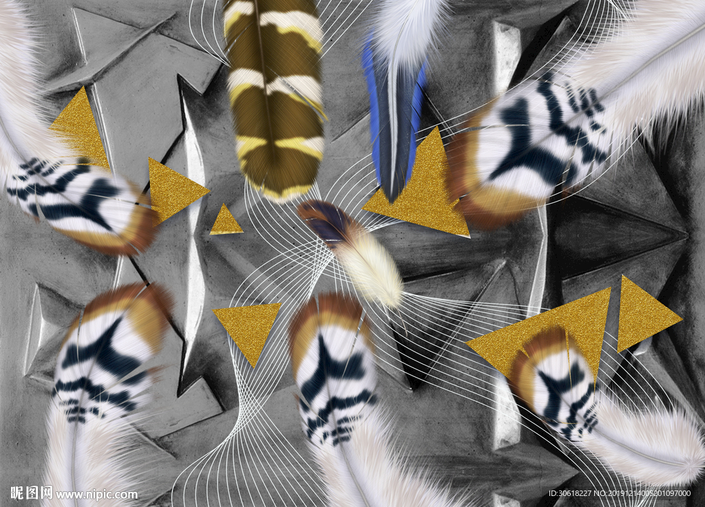 北欧羽毛背景墙