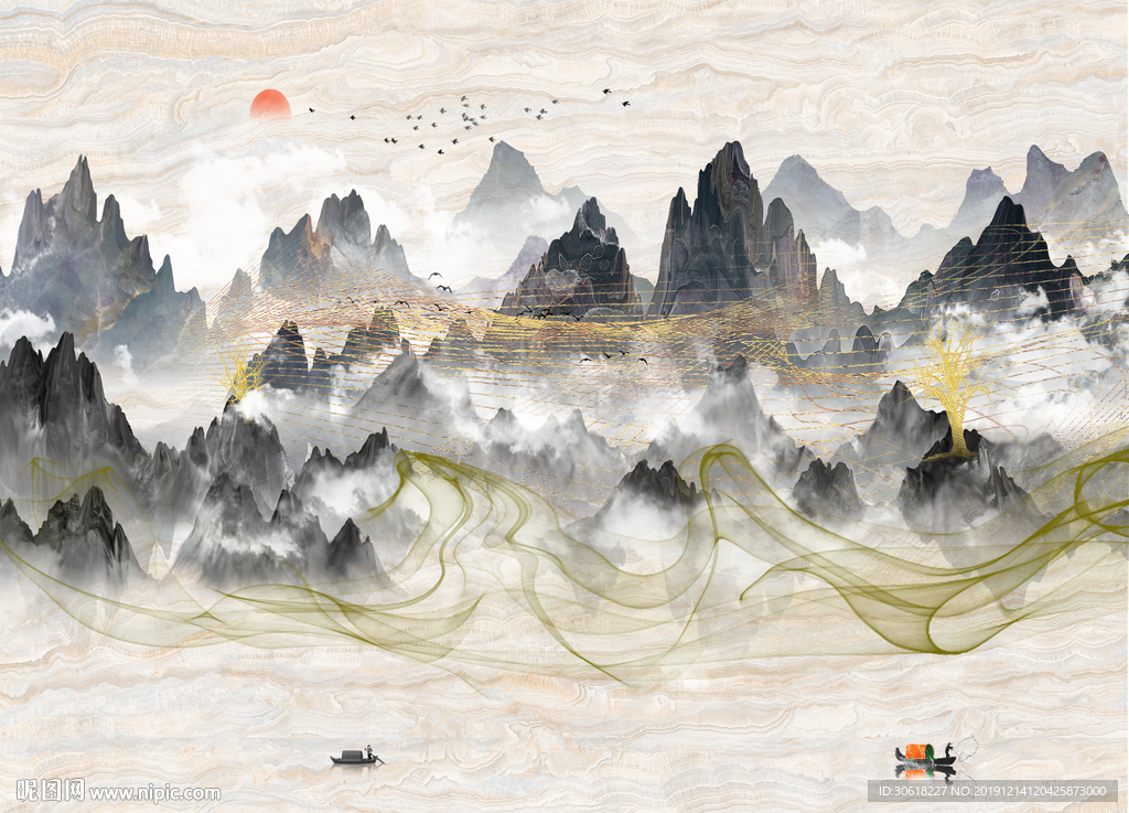 新中式装饰画背景墙