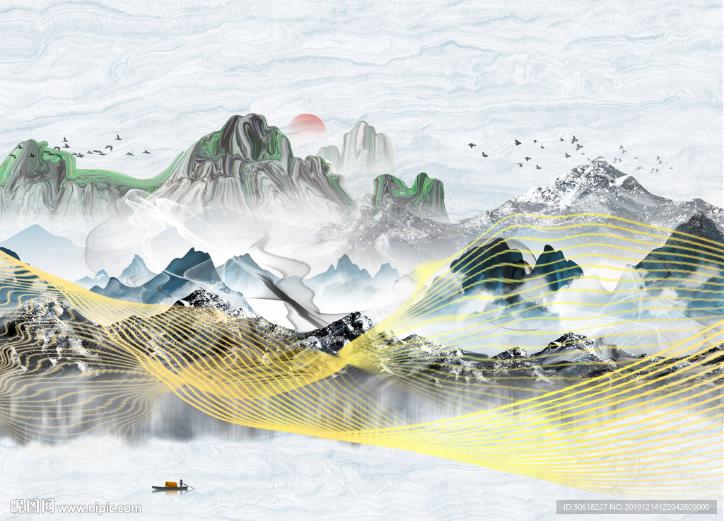 新中式装饰画背景墙