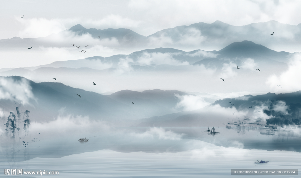 水墨山水背景墙