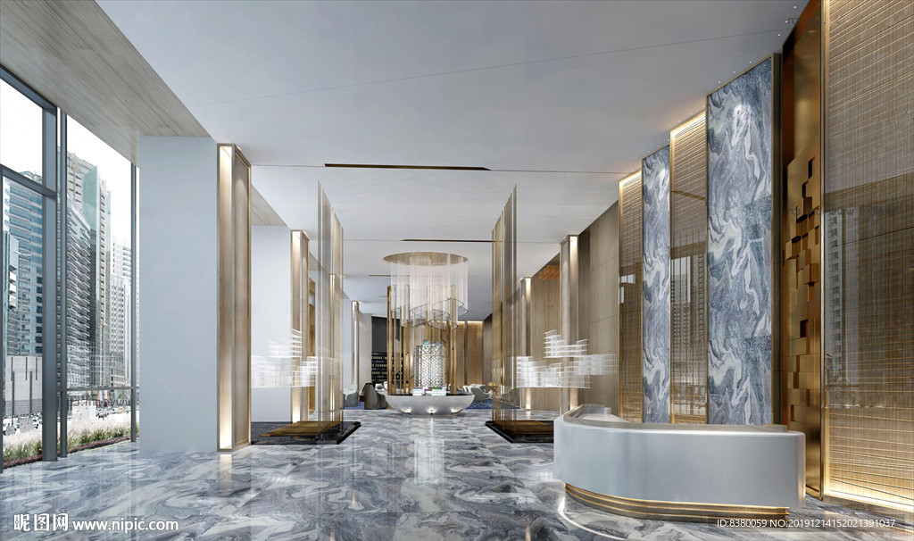 酒店大堂设计图__室内模型_3D设计_设计图库_昵图网nipic.com