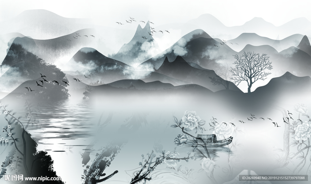 竖幅山水画