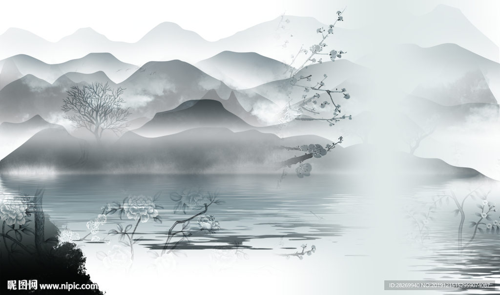 竖幅山水画