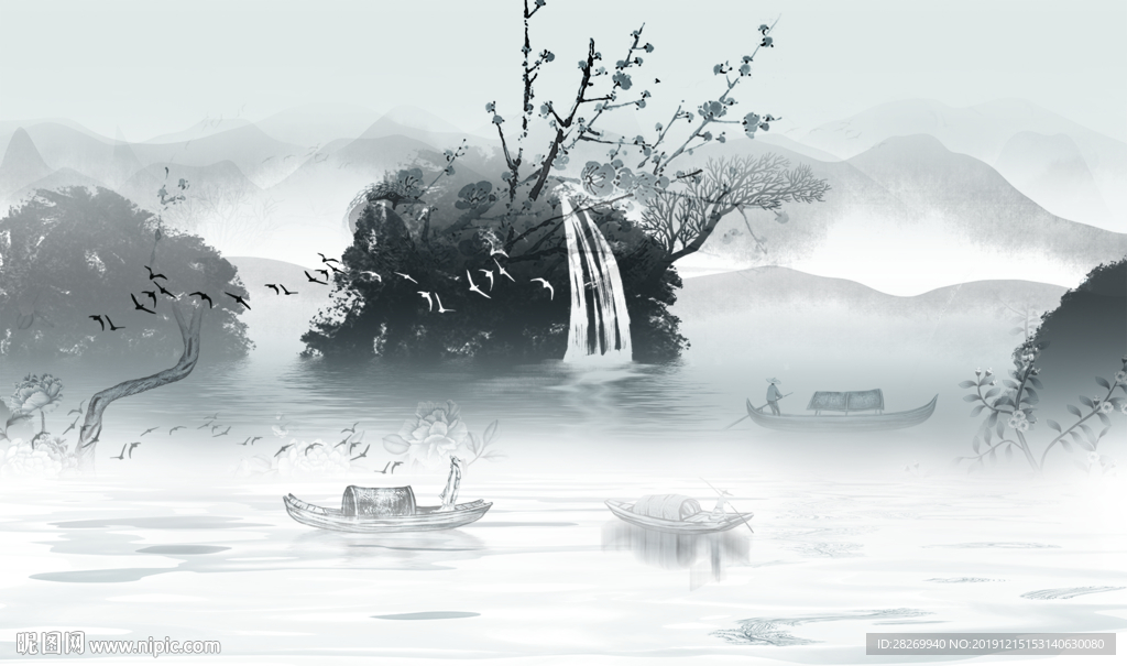 竖幅山水画