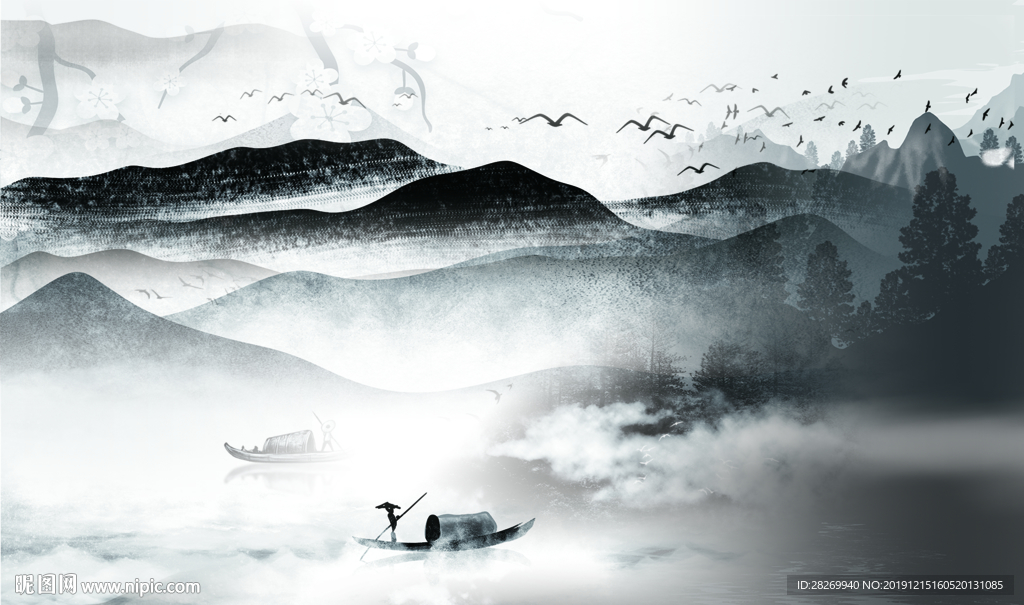 水墨山水画图