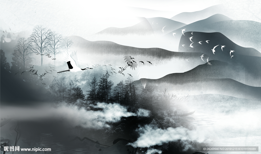 水墨山水画图
