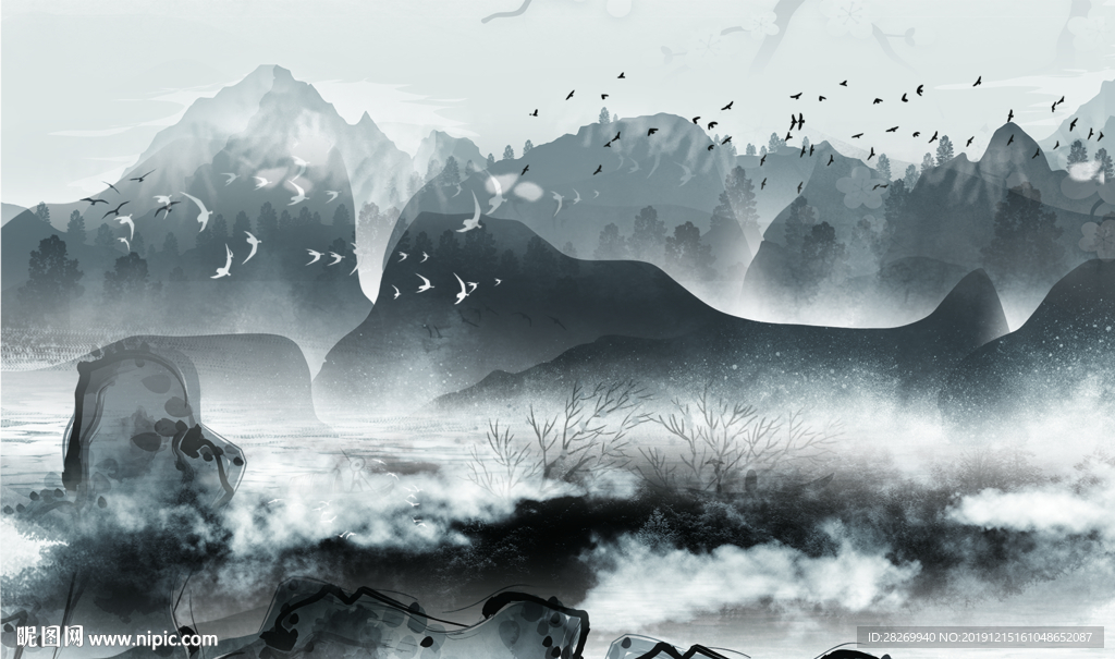 水墨山水画图