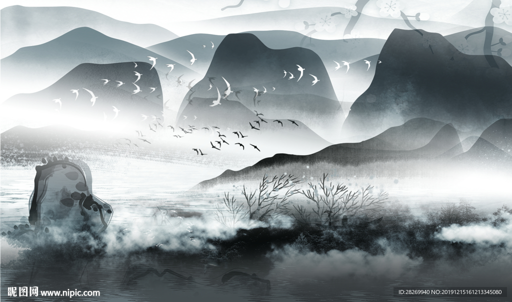 水墨山水画图