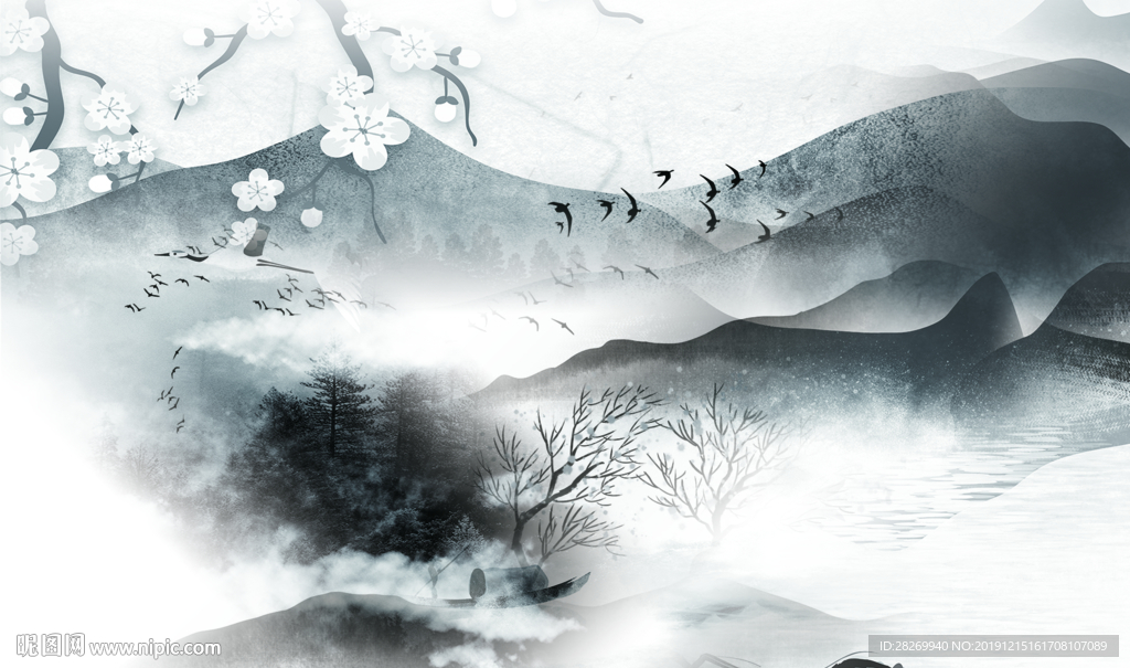 水墨山水画图