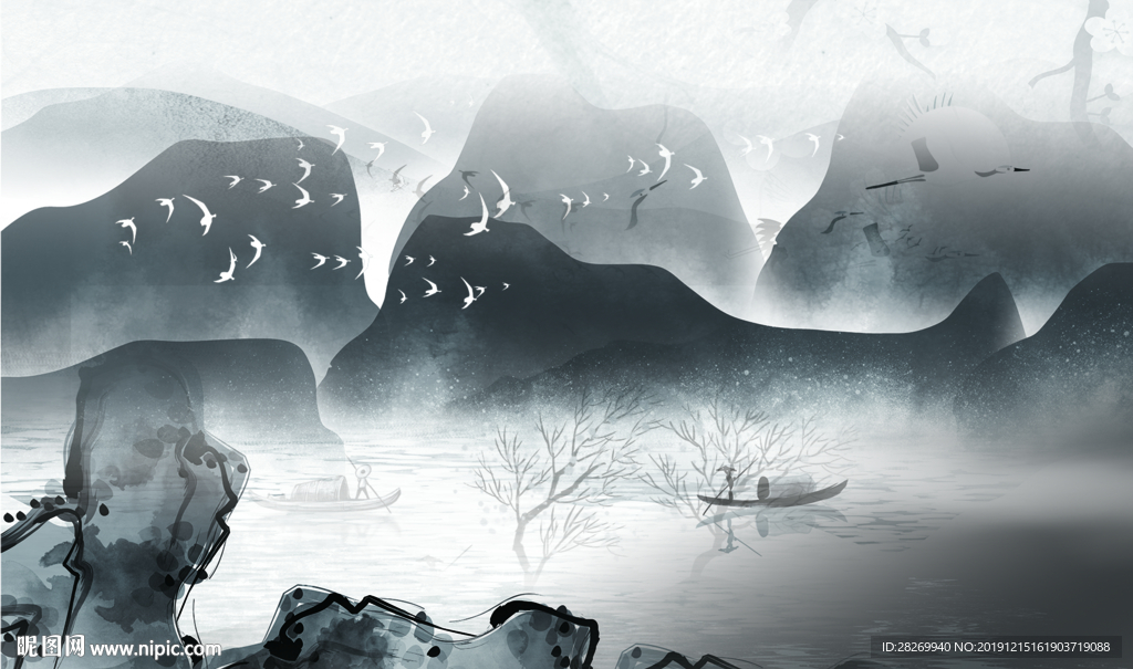 水墨山水画图