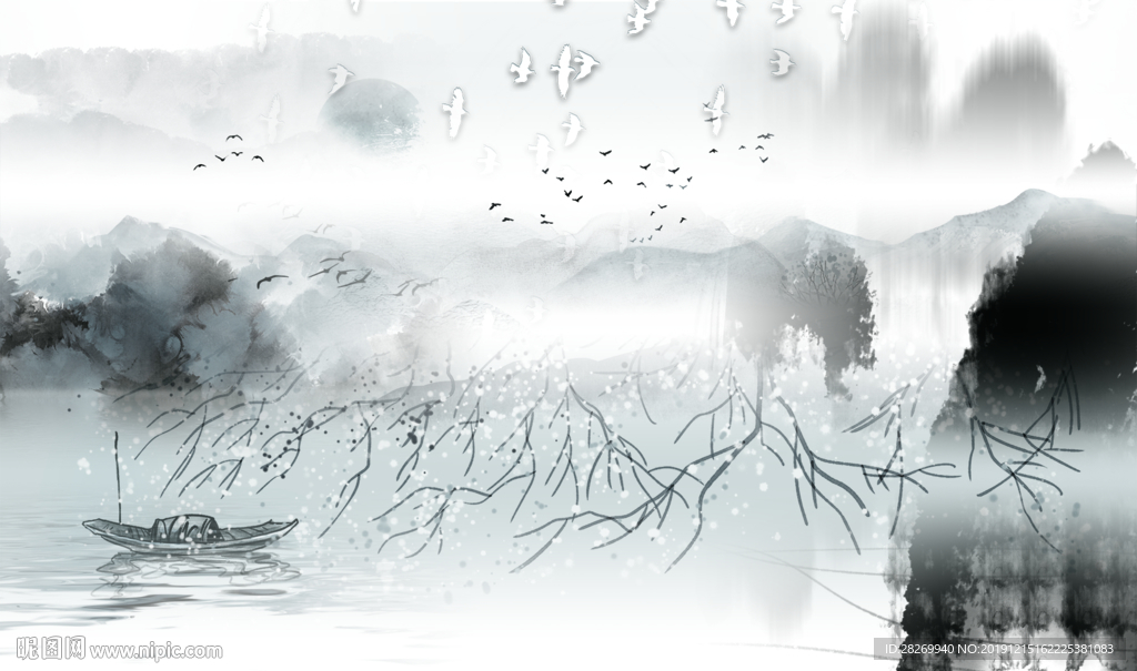 水墨山水画图