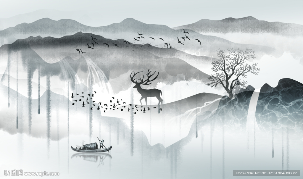 水墨山水画图