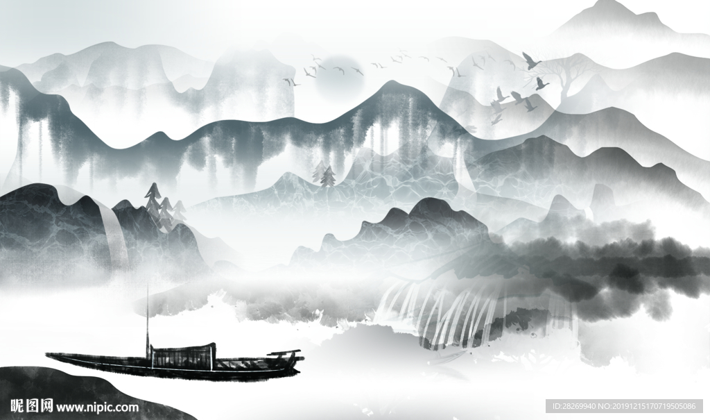 水墨山水画图