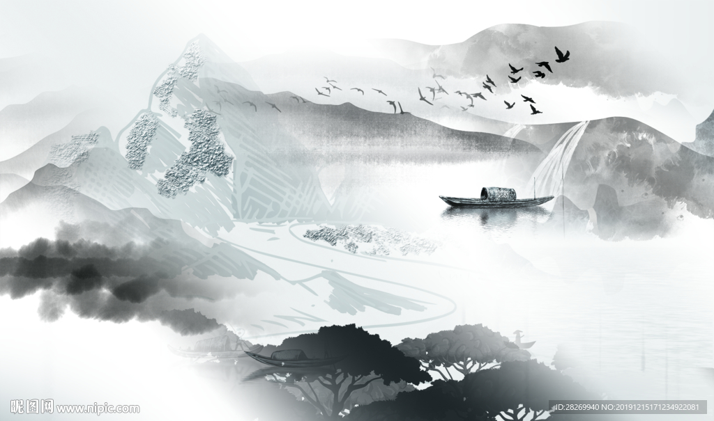 水墨山水画图
