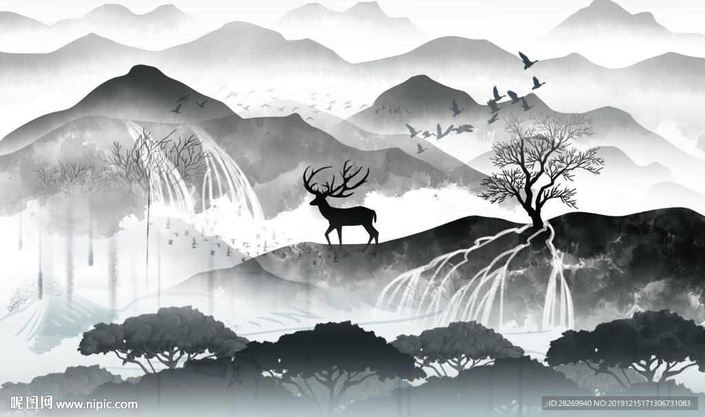 水墨山水画图