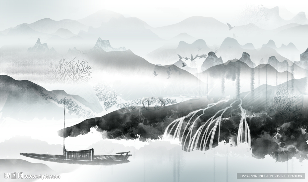 水墨山水画图