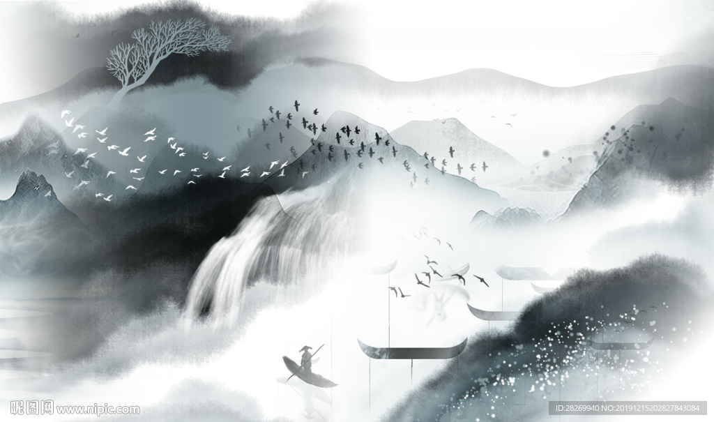 水墨山水画图