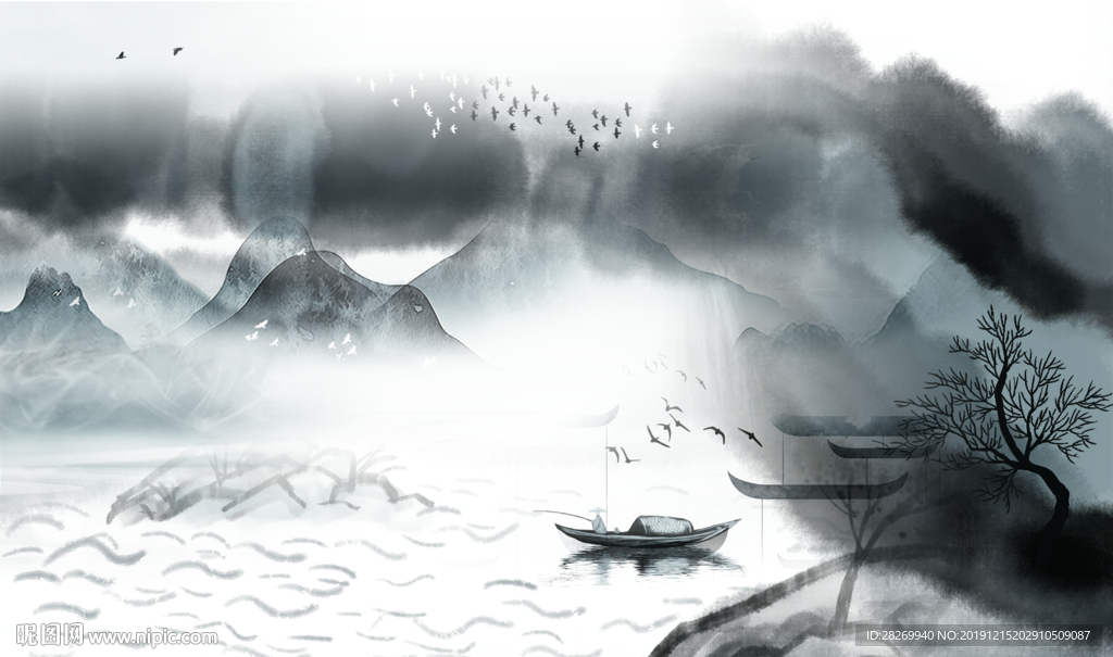 水墨山水画图