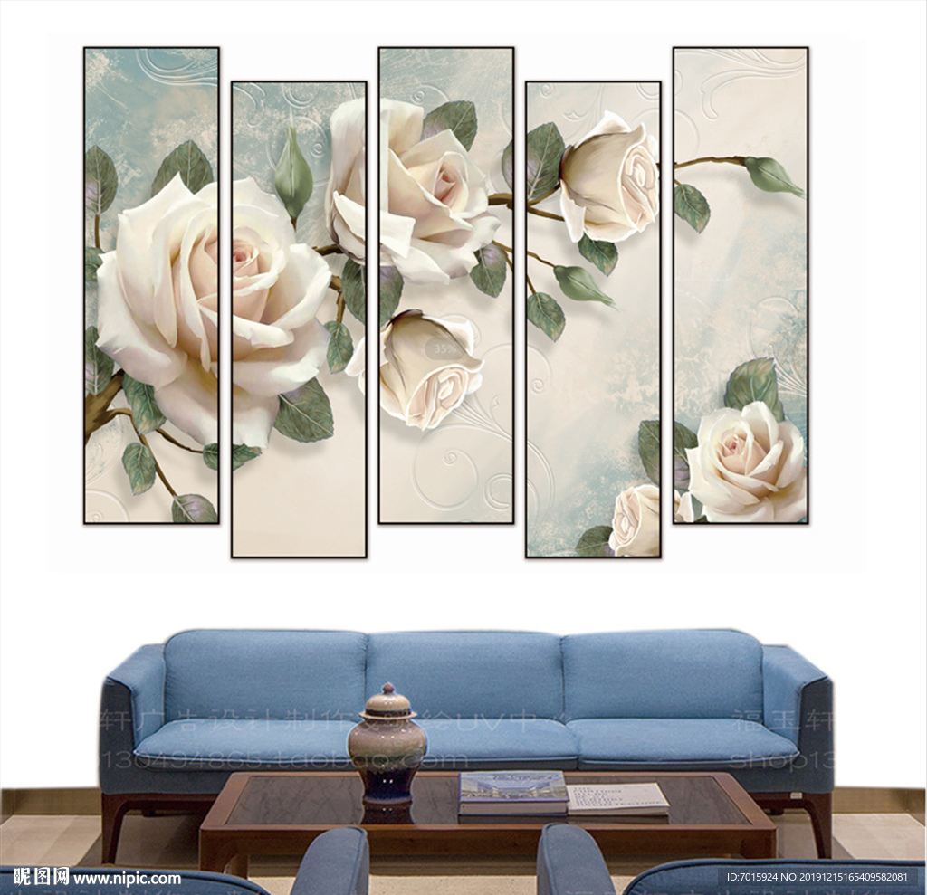 创意花朵 五联画 创意多组画