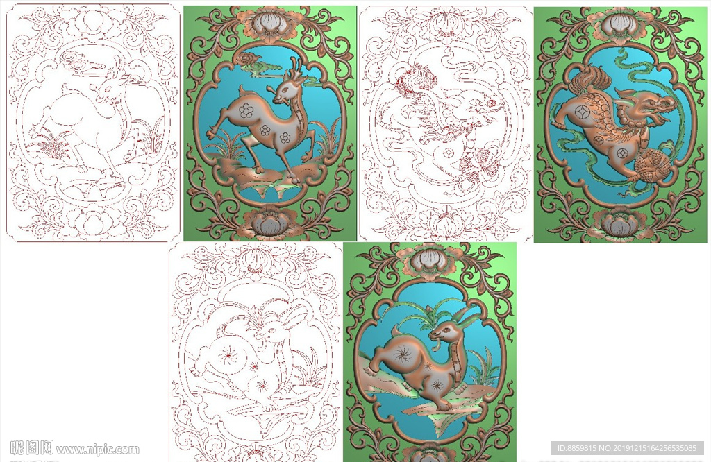 单花下板鹿狮子兔