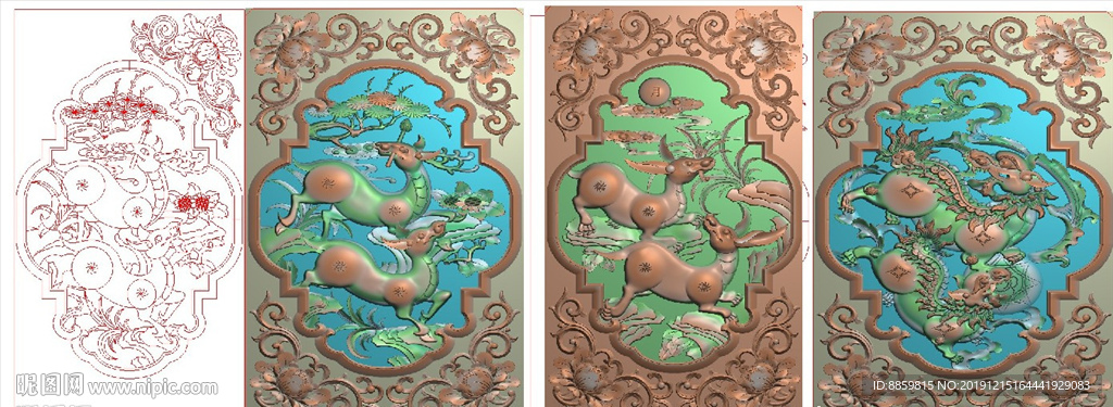 寿元鹿狮子兔子