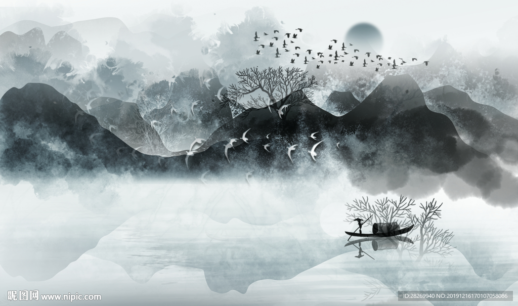 水墨山水画图