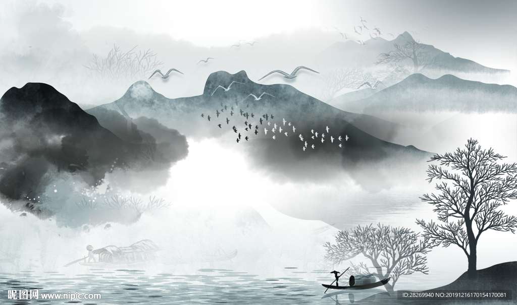 水墨山水画图