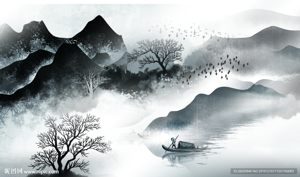 水墨山水画图