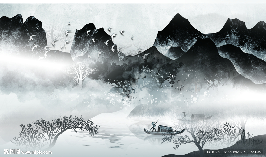 水墨山水画图