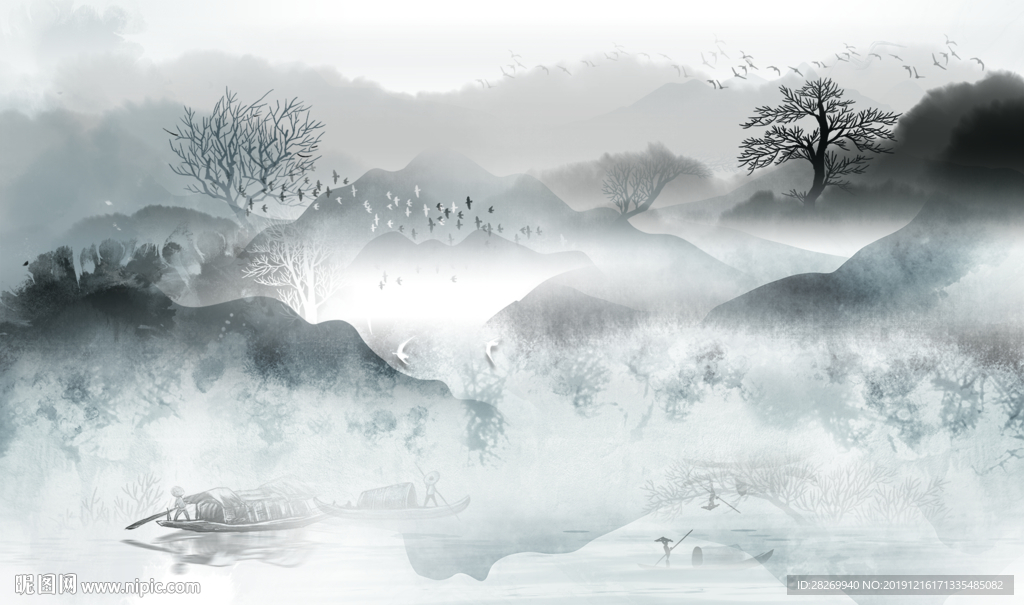 水墨山水画图