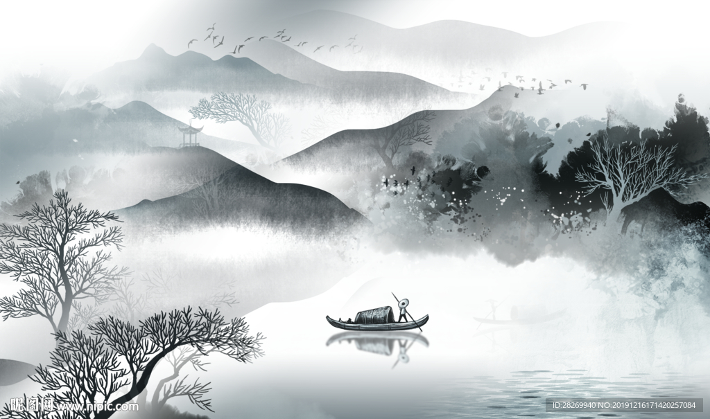 水墨山水画图