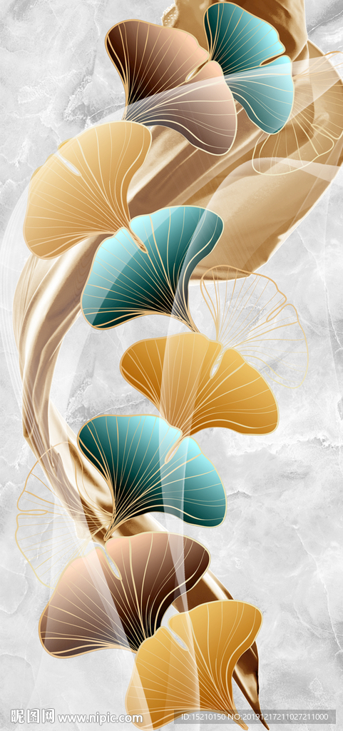 银杏叶子玄关背景墙