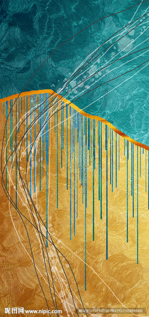 金色背景线条玄关背景墙