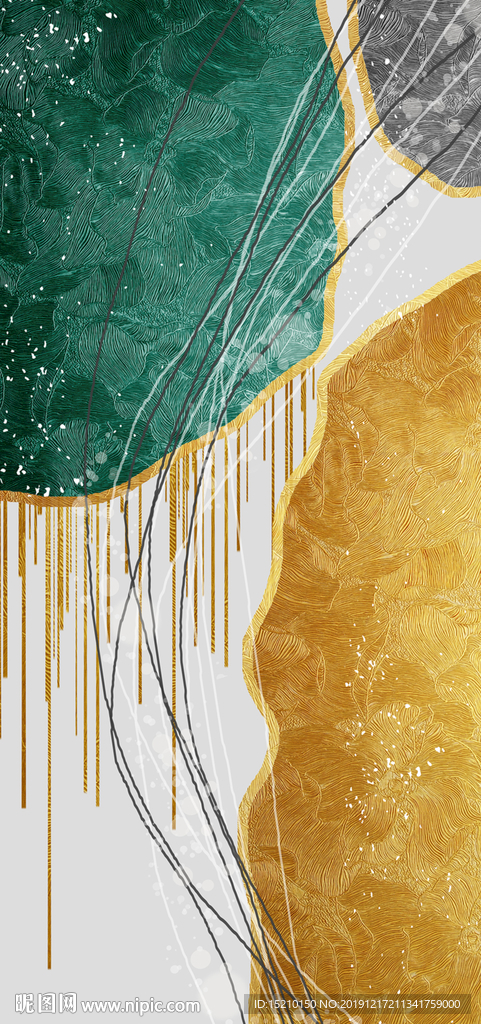 金色线条玄关背景墙