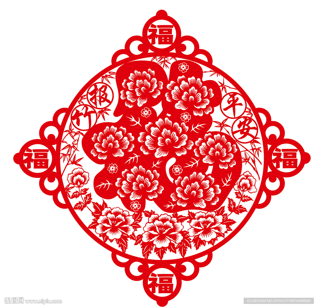 矢量春节剪纸窗花