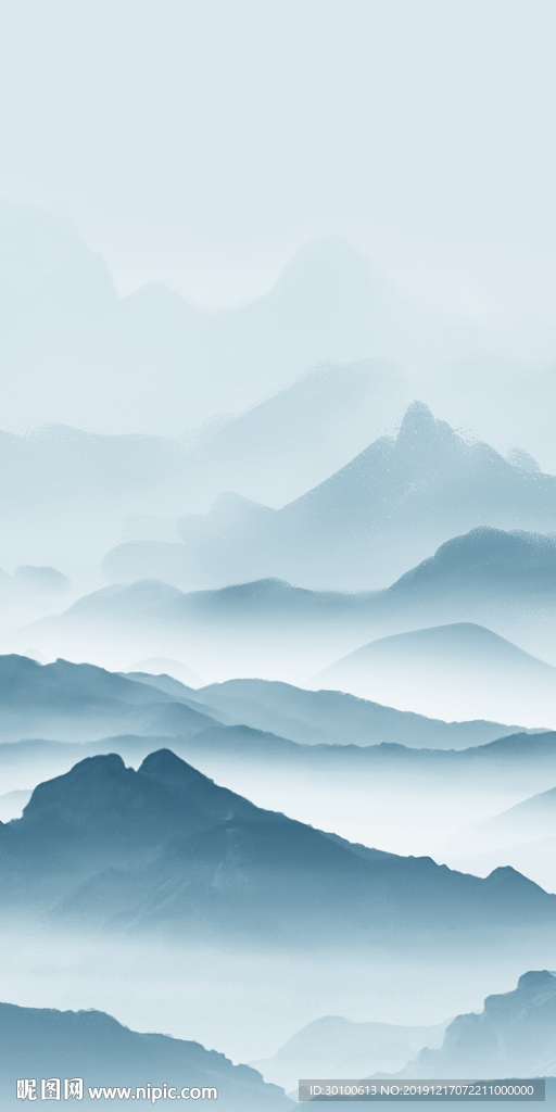 中式山水水墨画 tif分层