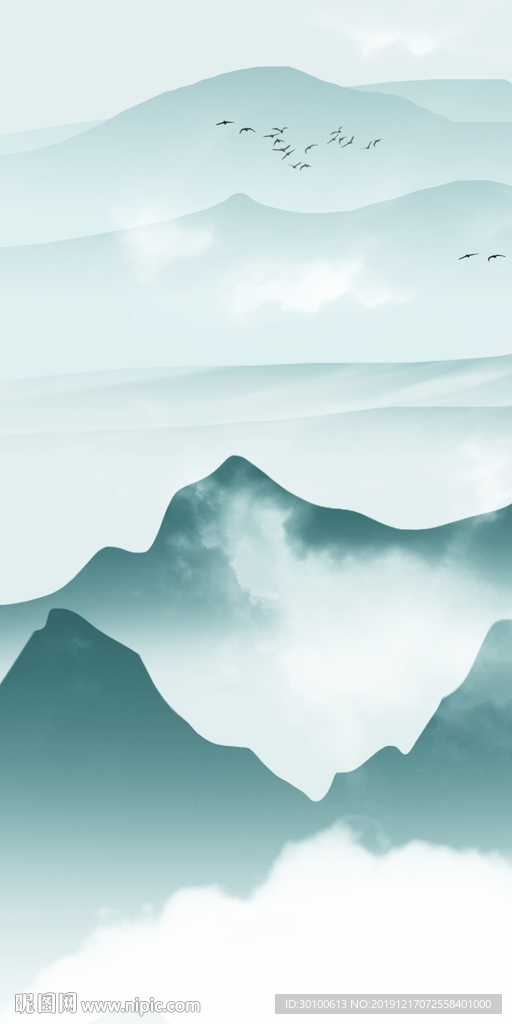 家居玄关山水国画 tif分层