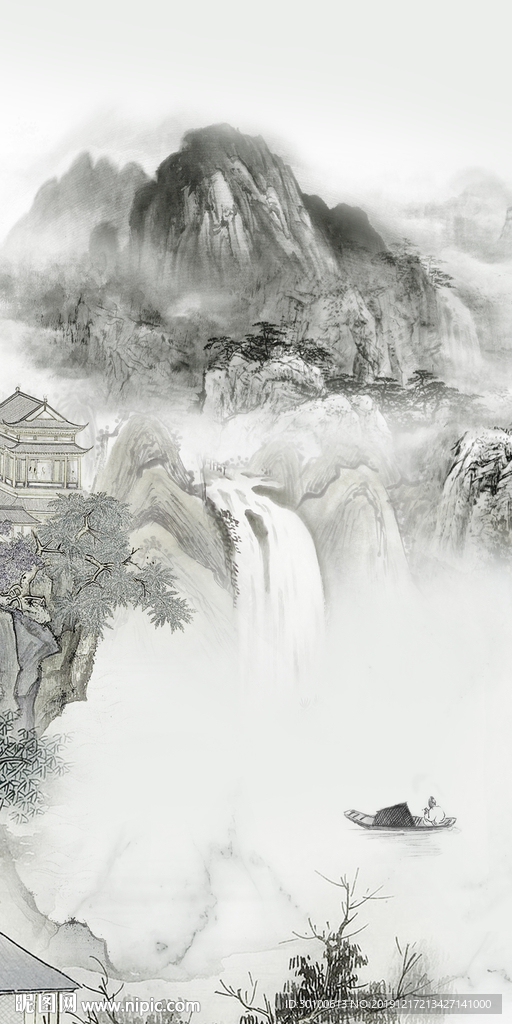 高档山水玄关新画 tif分层