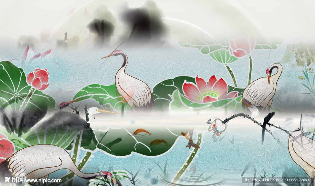 抽象荷花画