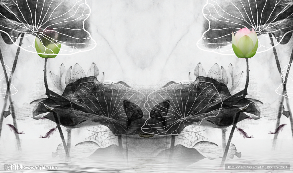 水墨荷花背景
