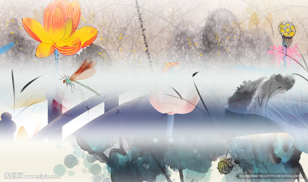 抽象荷花画
