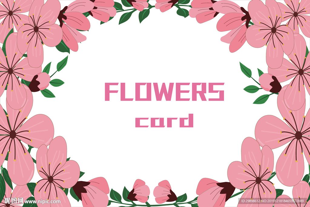矢量图简约花朵花环背景图