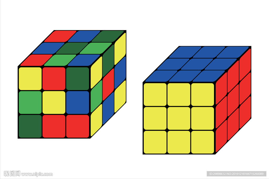 矢量图白色背景下的两个魔方
