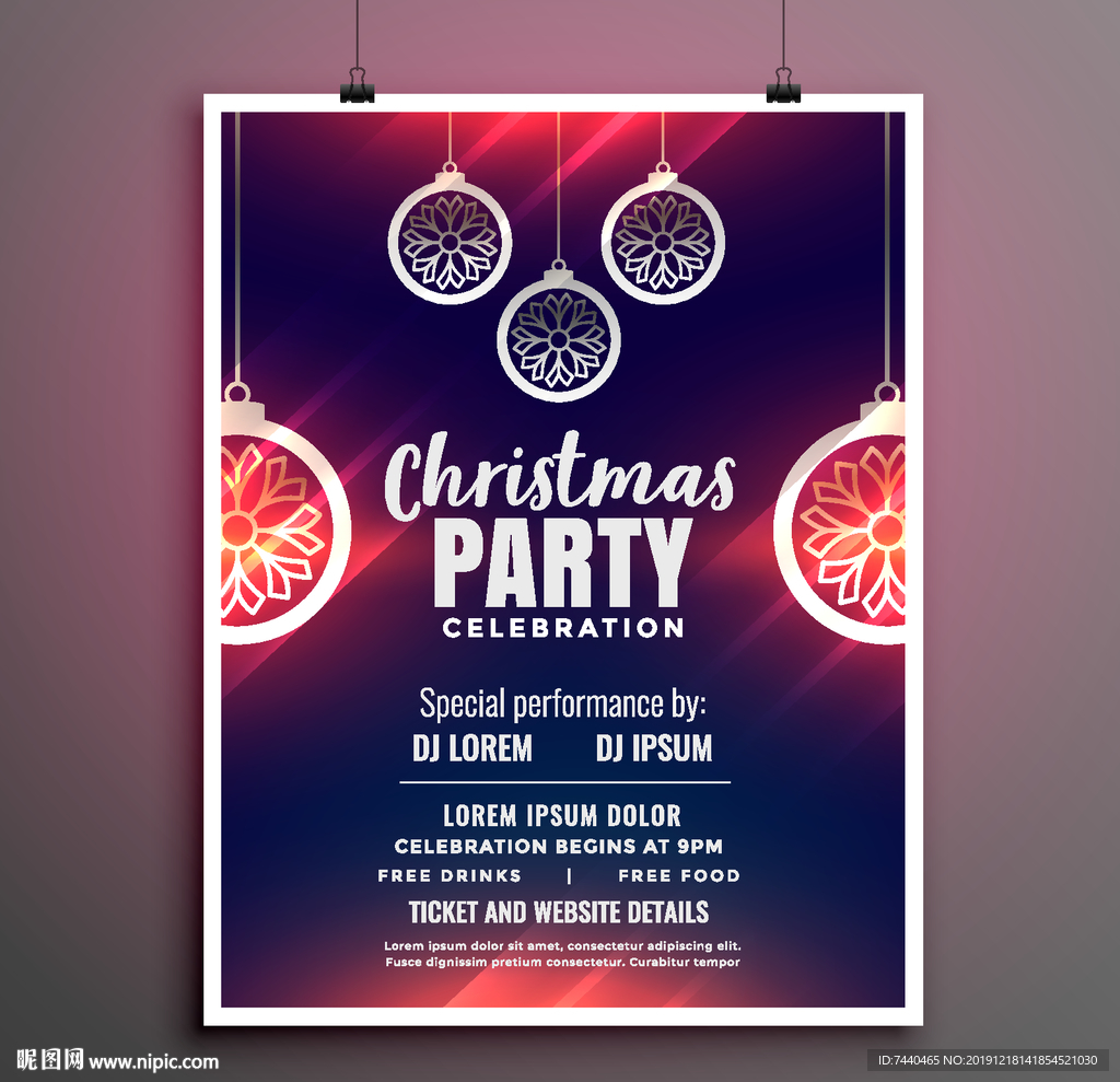 2020新年圣诞元旦节日海报