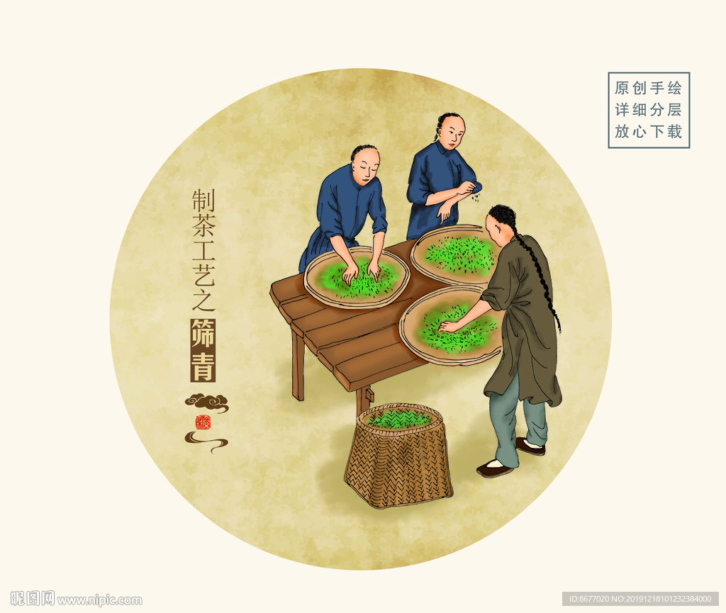手绘制茶筛青