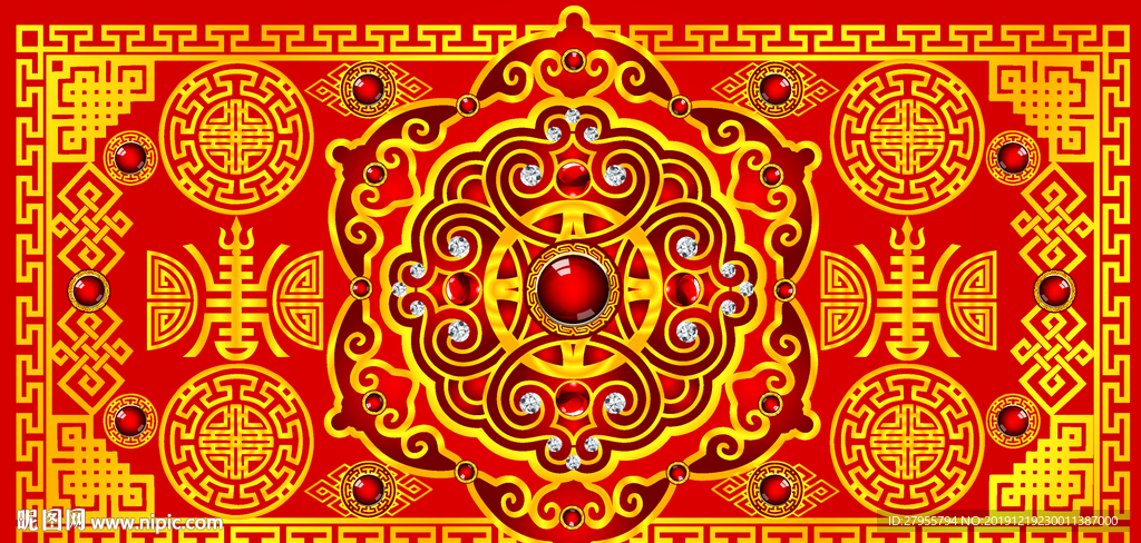 钻石红色民族舞台背景
