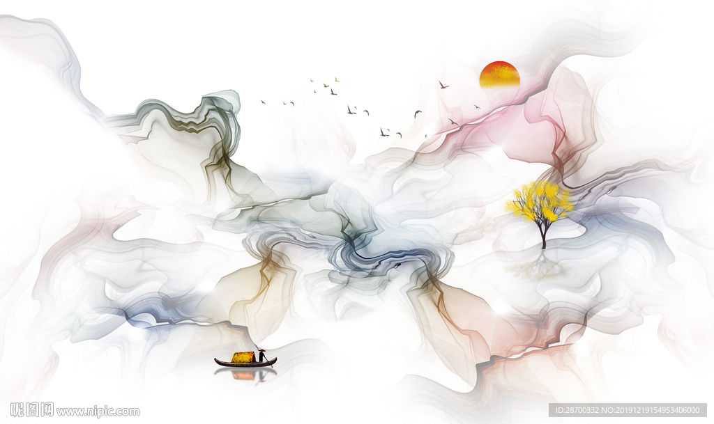 新中式水墨山水画