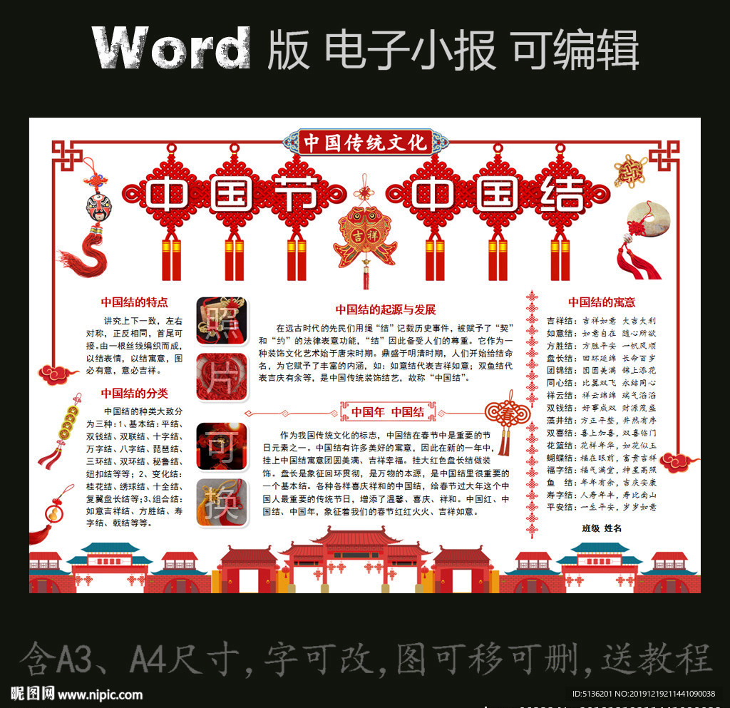 word电子小报传统文化中国结