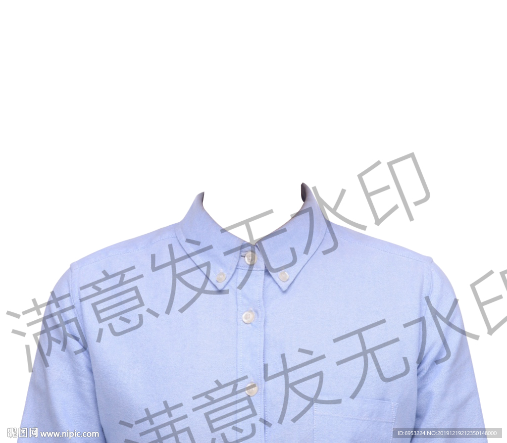 证件照蓝色衬衫半身女性正装模板